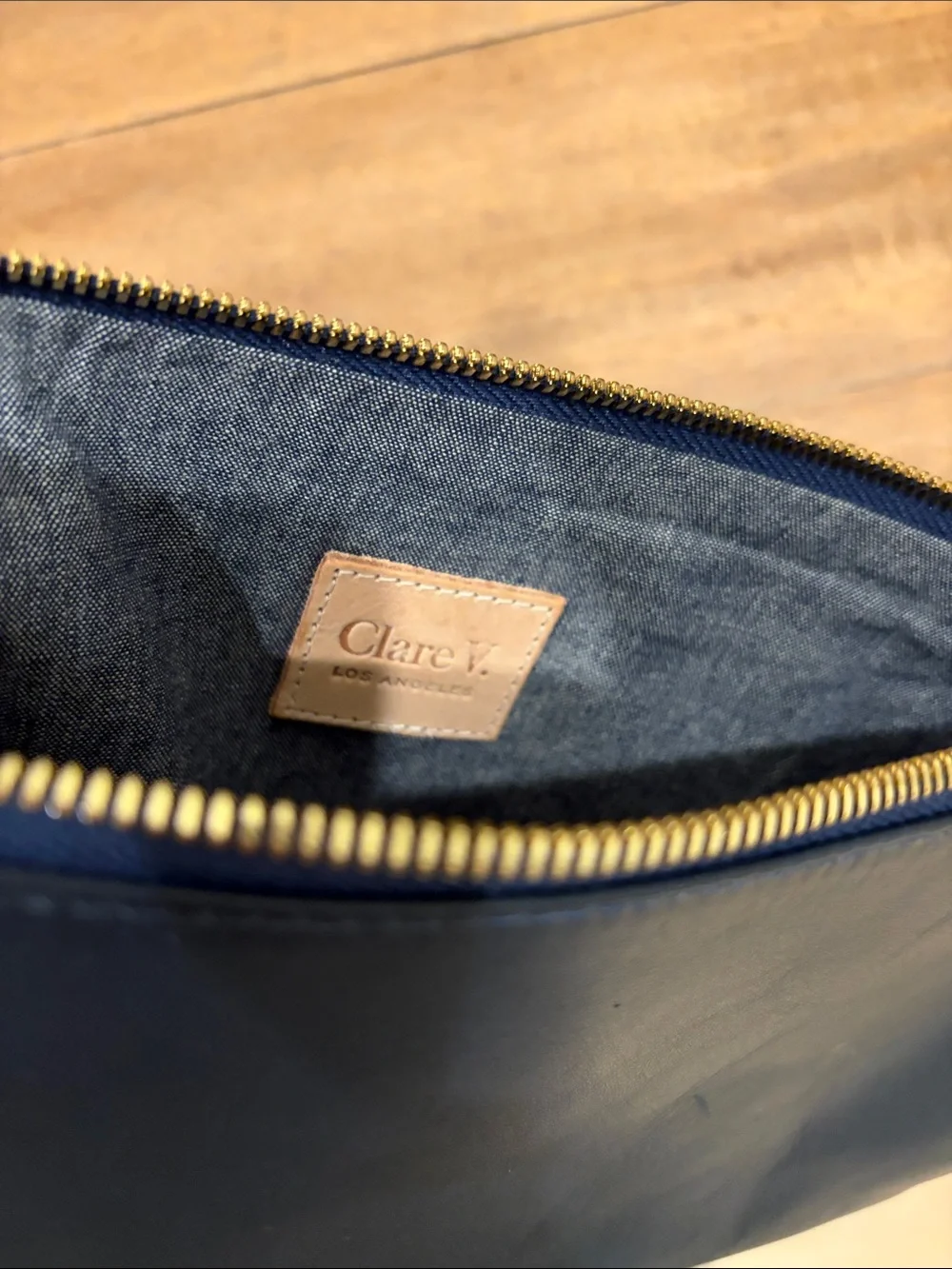 Two-Tone Black and Blue Fold-Over Clutch